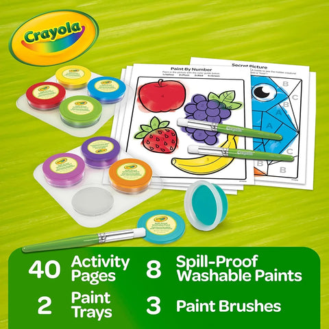 Crayola Spill Proof Paint Set (8ct), Washable Toddler Paint Kit, with Brushes, Pots, Activity Pages, Arts & Crafts Kit, Gift for Toddlers, Ages 3+ (Pack of 2)