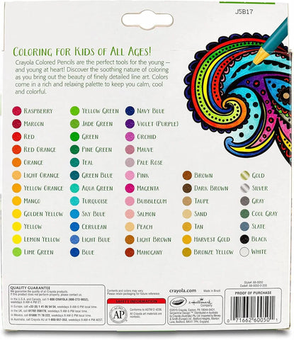 Crayola Colored Pencils For Adults (50ct), Colored Pencil Set for Adult Coloring Books, Coloring Set, Gift for Teens & Adults [Amazon Exclusive]