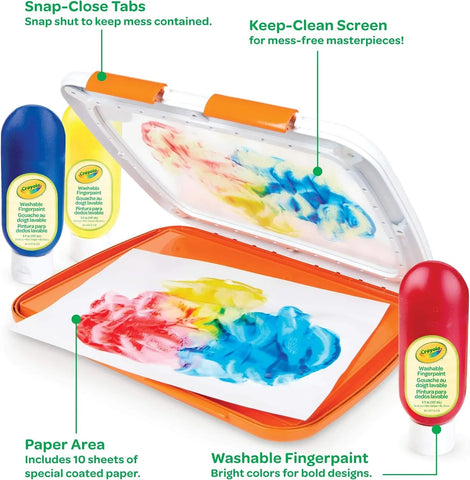 Crayola Mess Free Finger Painting Station – Washable Finger Paint for Toddlers, Spring Arts & Crafts Set, Sensory Activity, Travel Toy, Ages 1+